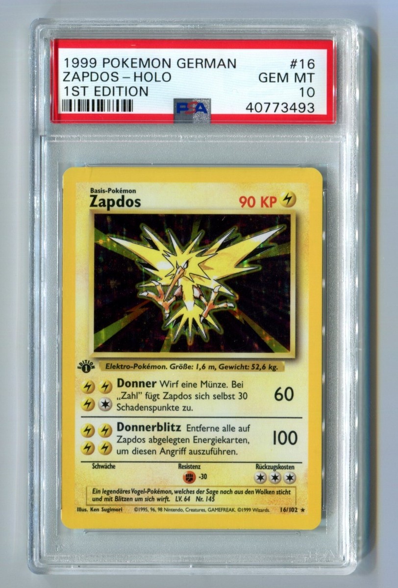 PSA 10 Gem Mint Zapdos Holo Basis Set 1.Edition Deutsch German 16
