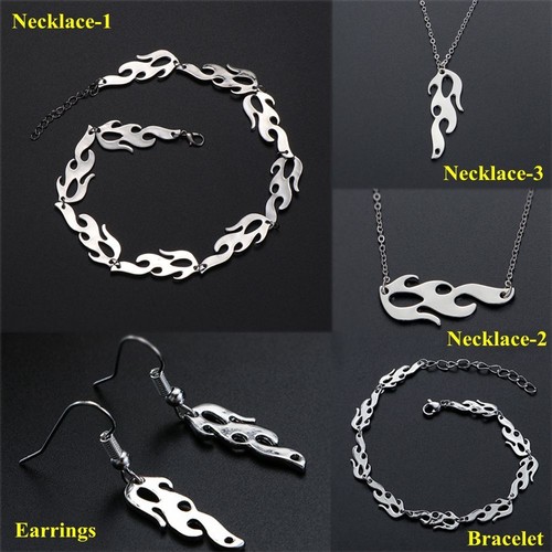 Jewelry Accessories Wave Sun Choker Fire Flame Necklace Hook Earrings Bracelet - Picture 3 of 12