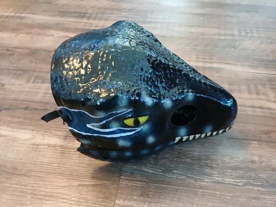 Velociraptor Dinosaur Jurassic Park Child Movable Jaw MASK Halloween Dino Blue - Image 4 of 4