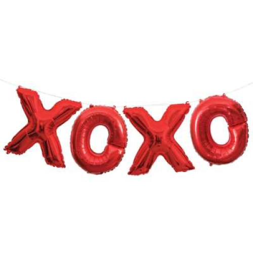 Red XOXO Foil Letter Balloon Banner Kit 14inch