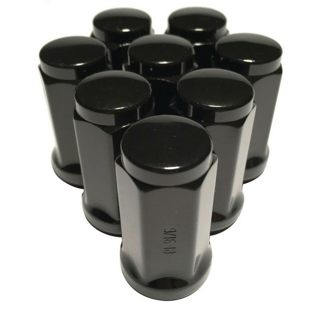 8 Black 9/16 XL Lug Nuts Long Bulge Acorn 1.75" Tall Wheel Nut Lugs 9/