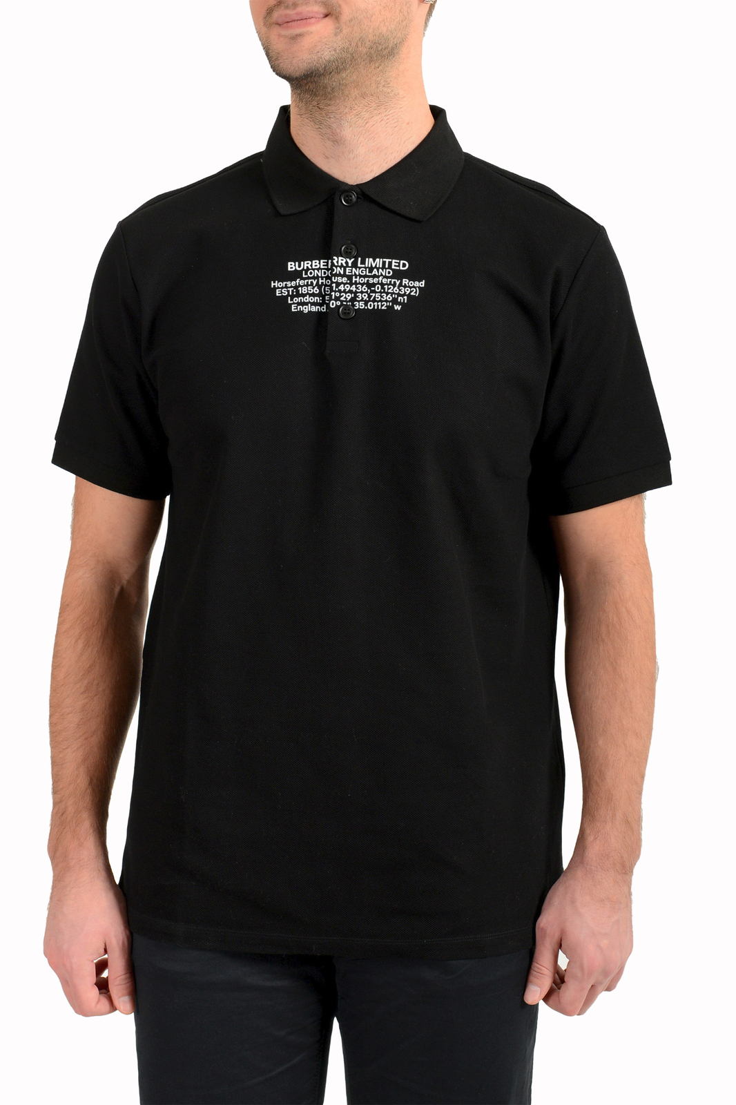 Мужская рубашка поло Burberry Arlo с черным логотипом и принтом с коротким рукавом 33190₽