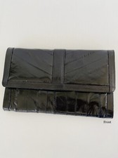 Vintage 80 s Minimalist Black EEL Skin Clutch Black Made in Korea