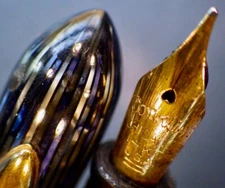 DEFECTIVE Serviced CONKLIN GLIDER Fountain PenGTBlue StriatedCONKLIN 14K G3D