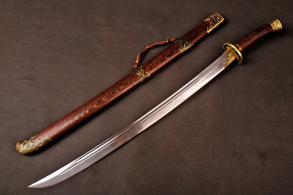 Espada Fénix China Afilada 37" Hecha a Mano Dinastía Qing DAO Damasco Acero Doblado Foto 4 de 4