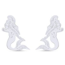 Mermaid Ariel Stud Earrings For Womens Sterling Silver