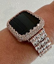 Luxury Apple Watch Band Woman Crystal Rose Gold or Apple Watch Cover Lab Diamond