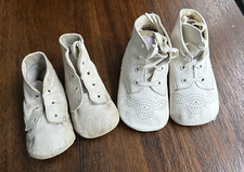 Vintage Baby Shoes Pierced Leather Tops Set of 2  41 