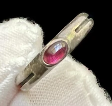 Vintage Sterling Silver Ring Band Size 4.75 Boma 925 Cabochon Bezel Set Unique