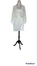 Vintage Victoria s Secret Gold Label Ivory Sheer Kimono Front Wrap Robe One Size