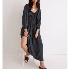 NWT Madewell Sz XS Sophia Blue Midi Dress Boho Dress Peasant Neutral Dress