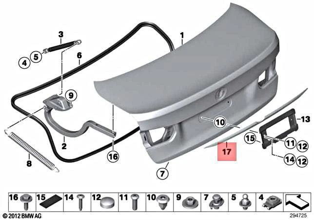 Genuine BMW F35 316Li 320Li Trim strip boot lid/tailgate MODERN 