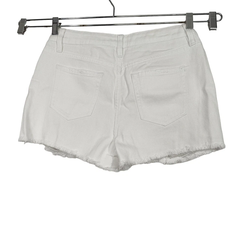YMI Festival Ripped Cut Off Shorts White Denim Shorts Junior Size 9 Casual Vacay - Image 4 of 4