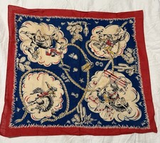 Vintage 1950s Western WF CO Bronco Bull Riding Cowboy Bandana Handkerchief Scarf