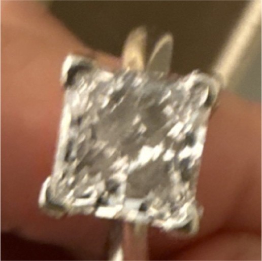 Princess Cut   Ring Silver Prong Setting Square W… - image 1