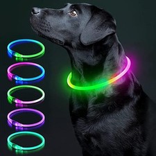 LED Light Up Dog Collar USB Rechargeable Glowing Pet Safety Collar