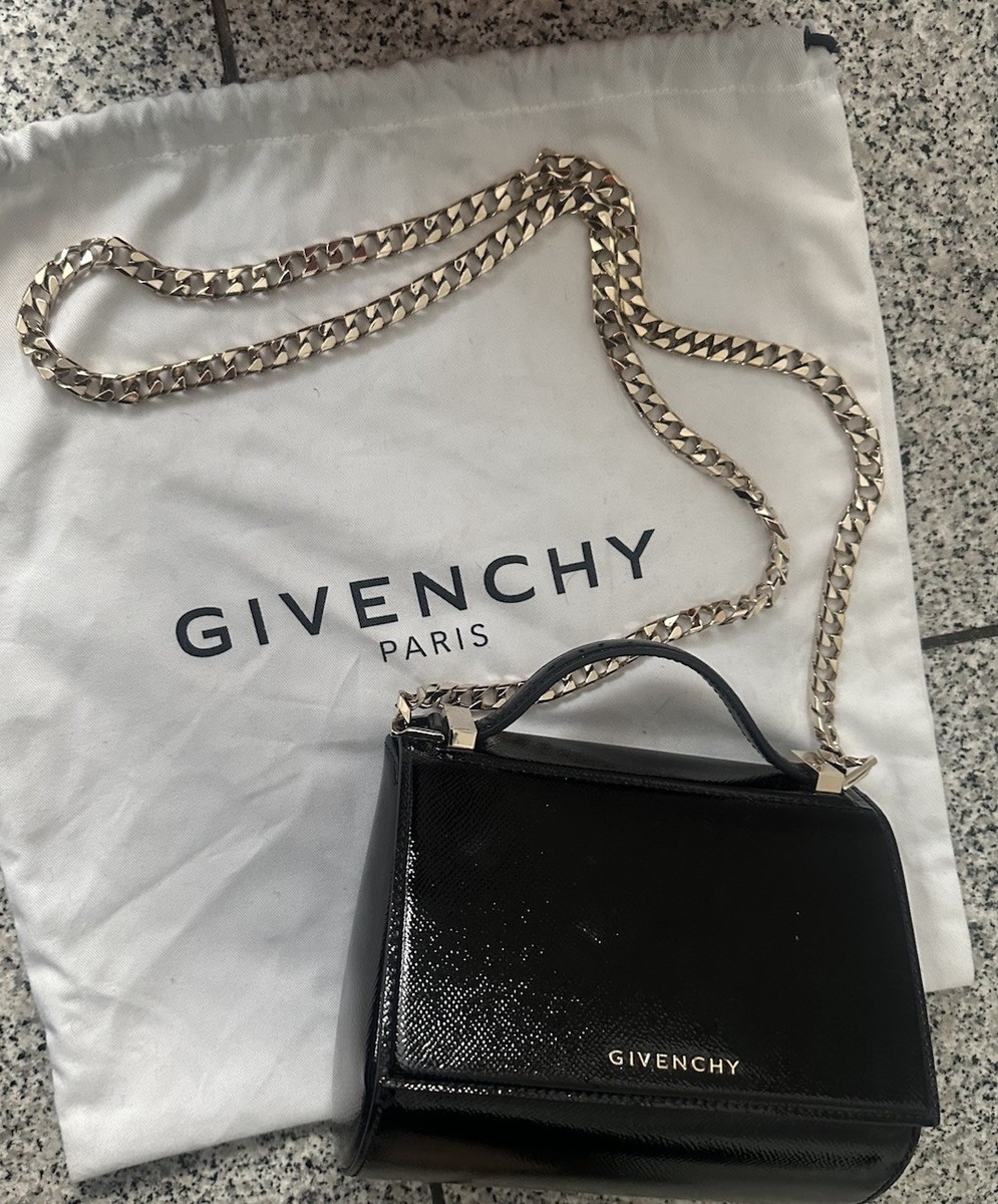 Givenchy Mini Pandora Box Chain Black Calf Leather Shoulder Bag