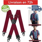 Bretelles homme femme X 3,8 cm réglables rouge bordeaux Gucass