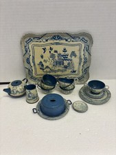 1950s Ohio Art Blue Willow Tin Tea Set