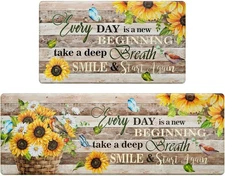 Sunflower Kitchen Rugs Set of 2 Farmhouse Kitchen Mats for Floor Anti Fatigue...