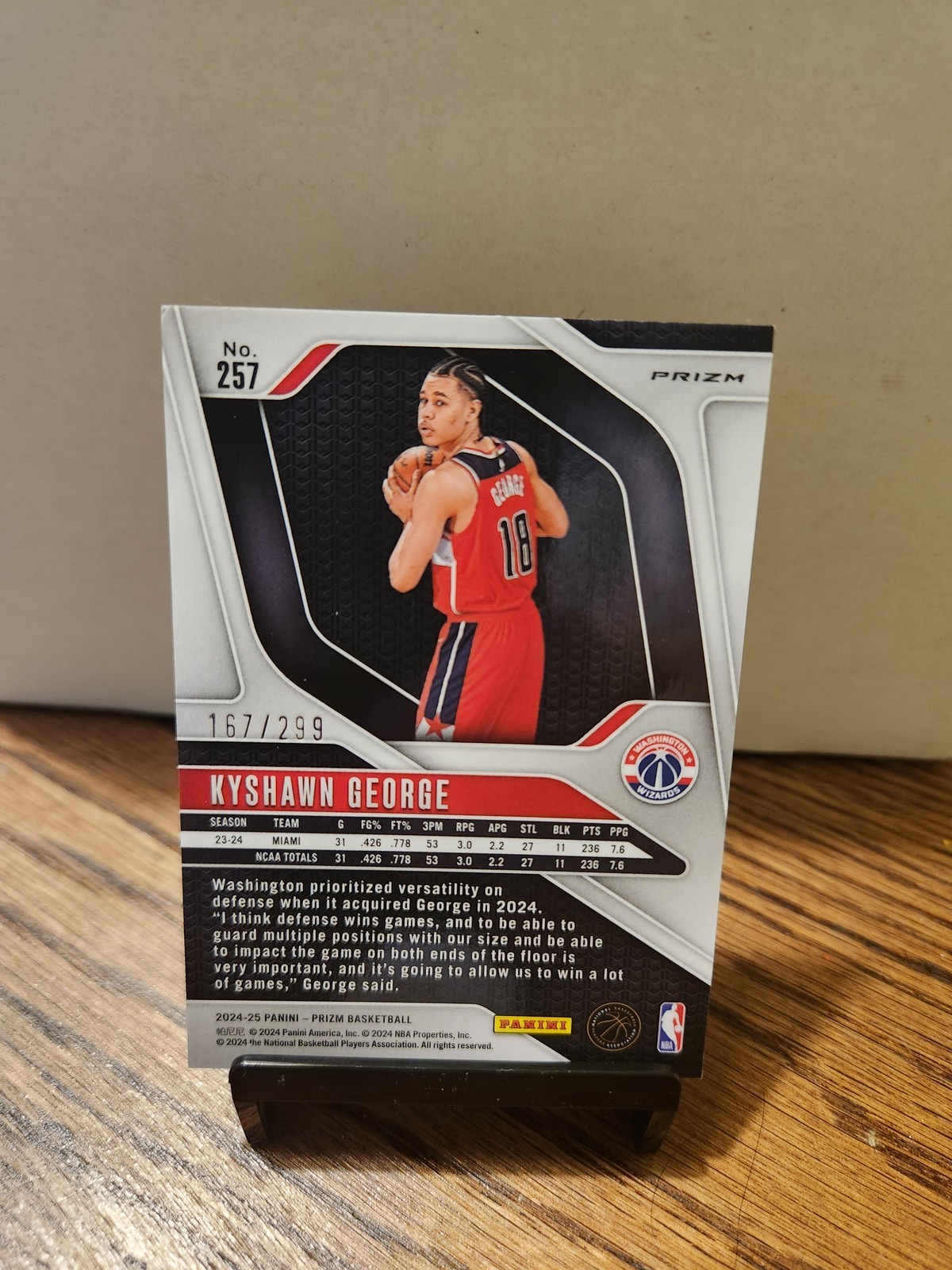 2024-25 Panini Prizm #257 Kyshawn George Prizms Red #/299