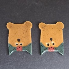 Mill Hill Button Collection Debbie Mumm Set Brown Teddy Bear Ceramic Buttons