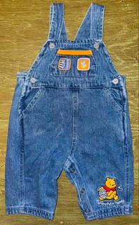 Baby Size 3/6 Month Vintage Disney WINNIE The POOH Bear Denim Long Pant OVERALLS