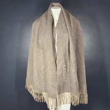 Laurel 100% Cashmere Scarf 72" Rectangle Soft Shawl Pashmina Wrap Beige & Gray