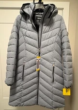 DKNY Women's Stretch Walker Coat Hoodie GRAY Size SMALL BRAND NEW NWT!!