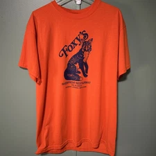 Foxy’s Riverfront Restaurant Fishers Landing New York Orange Fruit Of Loom Sz XL