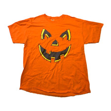 Halloween Orange Pumpkin Short Sleeve T- Shirt Mens XL