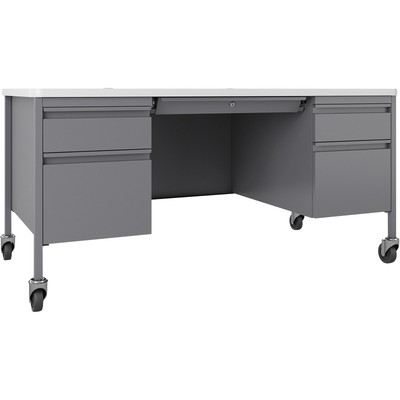 Lorell Fortress White/Platinum Steel Teachers Desk (llr-66946) (llr66946)
