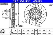 2x Bremsscheibe zweiteilige 24.0136-0125.2 ATE für BMW 6 Cabriolet 5 6 Coupe