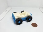 Vintage Fisher Price little people white/blue bottom car with hitch 685/686
