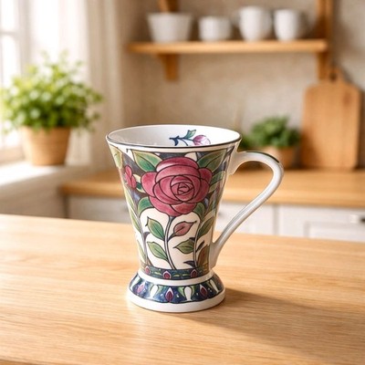Kathedrale '' ISLA '' Rose Art Deco Stil Fine Bone China Tee / Kaffee / Latte Becher