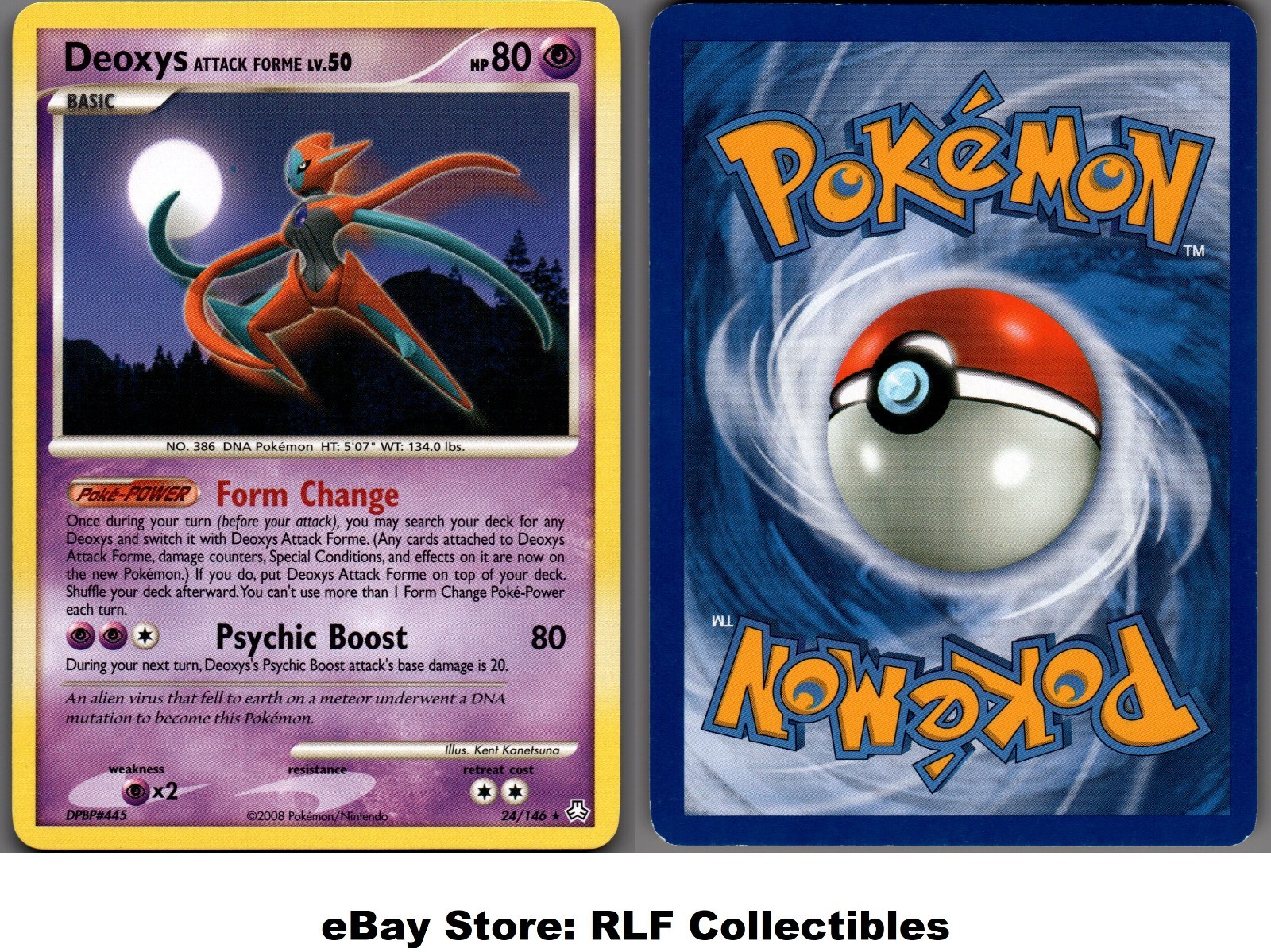 2008 Pokemon, D&P Legends Awakened, 24/146 Deoxys Attack Forme, Rare