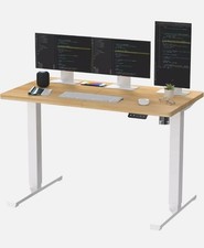 Sanodesk QS+ 110 x 60cm Electric Height Adjustable– White Frame Maple Top