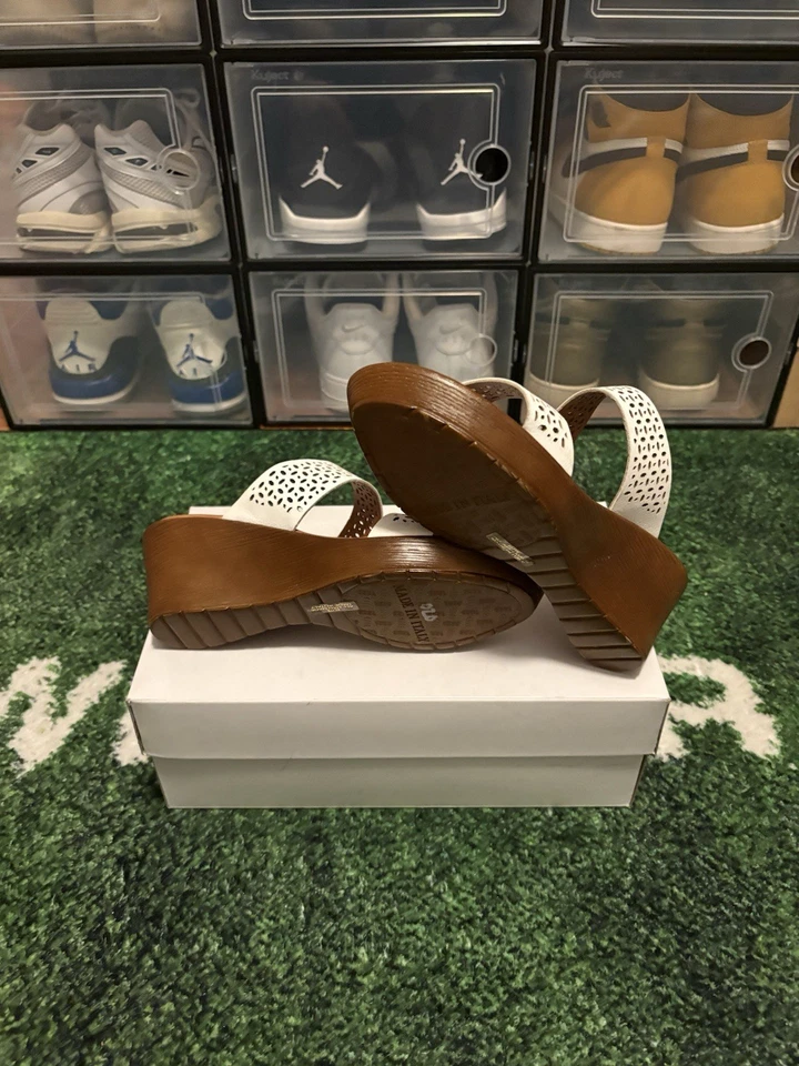 Sandalia con correa blanca y marrón zapatera italiana | Mujer Talla 8,5|*NUEVA*SIN CAJA Foto 4 de 4