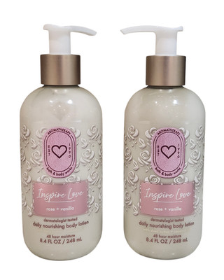2 NEW BATH AND BODY WORKS Rose Vanilla Daily Nourishing Body Lotion 8 oz