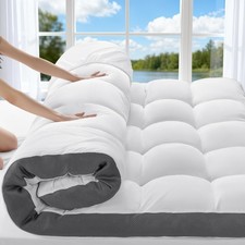 4 Inch Memory Foam Mattress Topper, Cooling Extra Thick 2000 GSM Pillow Top M...