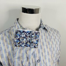 Robert Graham XL Classic Flip Shirt Geometric Flip Cuff Yellow Purple Blue