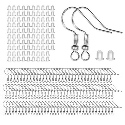 100 PCS / 50 Pairs 925 Sterling Silver Earring Hooks, Hook Ear Wires with 100