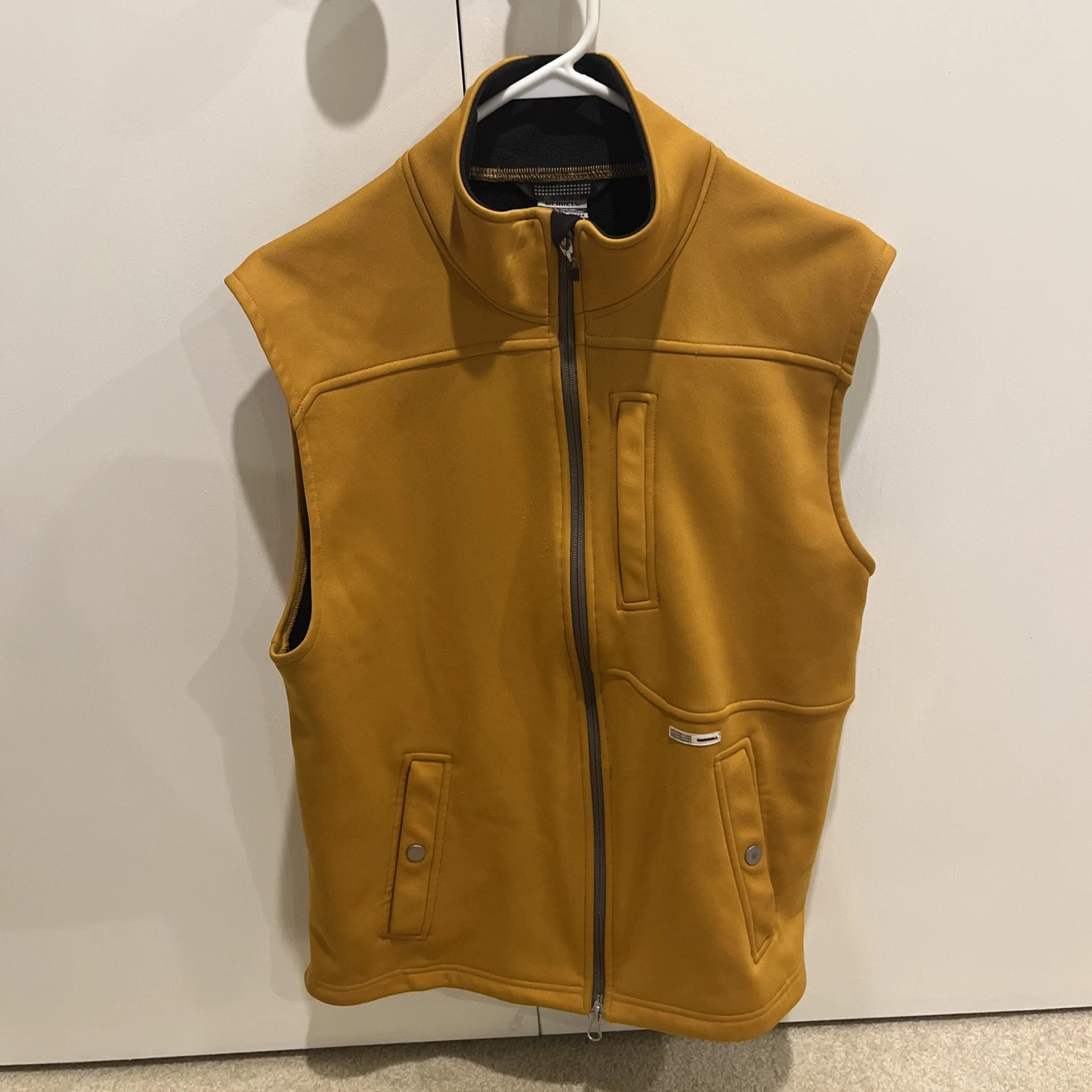 Merrell Mens M Full Zip Fleece Vest Mustard Orange Outdoor Hiking