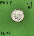 1952 Roosevelt Dime BU Uncirculated Mint State 90% Silver 10c US Coin