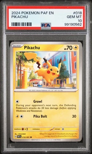 2024 POKEMON PAF EN-PALDEAN FATES #018 PIKACHU PSA 10