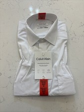 Calvin Klein Men's Active Performance Stretch Shirt, White, M 15/15.5 36/37 