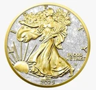 2025 American Silver Eagle w/Diamond Dust & 24-Kt Gold BU (Box & Sleeve incl)