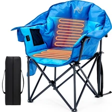NAIZEA Portable Heated Folding Chair Fully Padded 450lb Support W 20" Width Seat