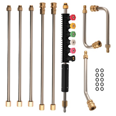 #ad 4000PSI Pressure Washer Lance Kit 97in 6 Wands 6 Nozzles 3 Curved Rods Brass $30.26