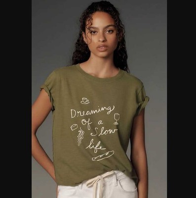 New M Phthalo Ruth x Anthropologie Dreaming of a slow life graphic tee